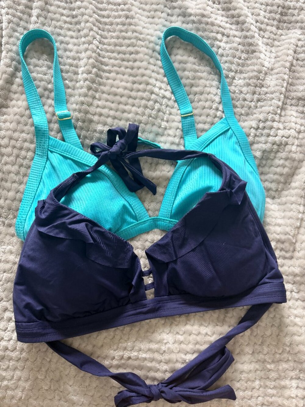 Navy and light blue blue bikini top bundle
